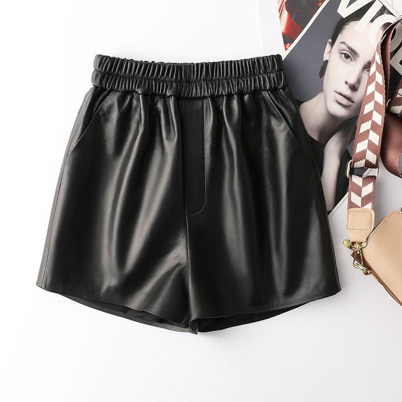 高腰简约菲莎梦露短裤直销绵羊皮