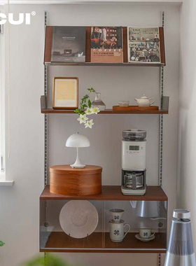 阿崔造屋C3上墙置物架不锈钢木板吊柜挂架家用陈列架墙面收纳柜