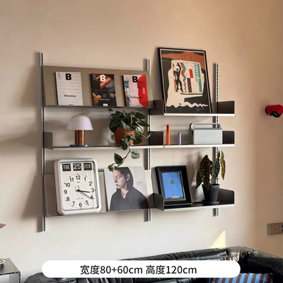 阿崔造屋 背景墙上墙置物架套装 不锈钢置物架模块化置物架套装