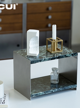 ACUI阿崔造屋奢石置物架高级感桌面收纳浴室玄关收纳不锈钢奢石