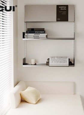 阿崔造屋C1不锈钢飘窗置物架书架墙壁展示金属隔板墙上壁挂