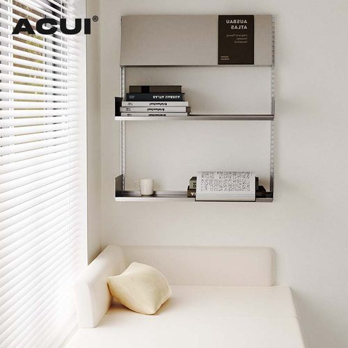 阿崔造屋C1不锈钢飘窗置物架书架墙壁展示金属隔板墙上壁挂