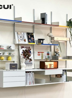 阿崔造屋 新款彩色封边层板 创新设计金属上墙壁挂置物架系统