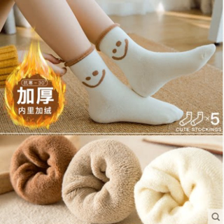韩版加厚袜子女保暖加绒中筒袜可爱日系秋冬季学院风毛圈棉袜长袜