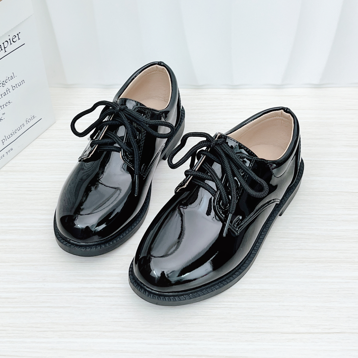 学生演出皮鞋男童黑夏季新款漆皮