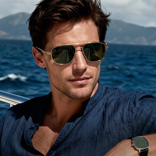 复古玻璃镜片太阳镜飞行员式痞帅大脸近视墨镜男士开车专用高级感