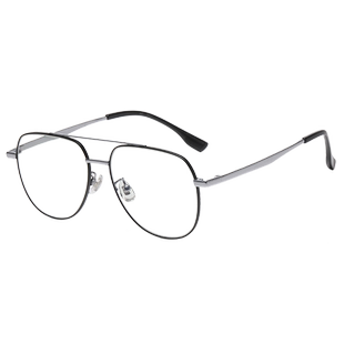 大脸感光变色近视眼镜男防蓝光抗辐射平光镜飞行员纯钛大框眼镜框