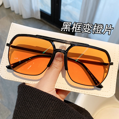 痞帅黑框感光变色眼镜男款近视