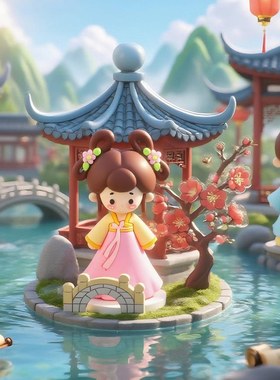 国潮中式汉服男孩女孩软胶玩偶