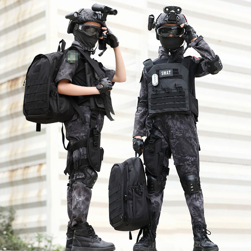 儿童迷彩服套装男孩女生户外战术特种兵长袖军训表演迷彩演出套装