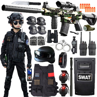 备小孩儿童节礼物特警服 儿童玩具枪套装 警服警察服男童特种兵装