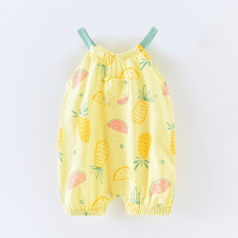 BABY SUSPENDER JUMPSUIT SUMMER NEW COTTON SLEEVELESS CRAWLER PAJAMAS THIN CLOTHES FOR NEWBORNS