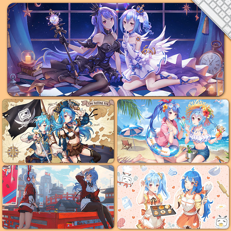 bilibili2233娘鼠标垫哔哩哔哩加大厚二次元动漫美女电竞键盘桌垫