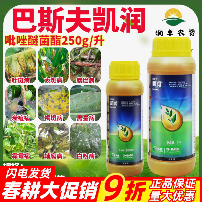 德国进口巴斯夫凯润25%吡唑醚菌酯黄瓜香蕉等叶斑病褐斑病杀菌剂