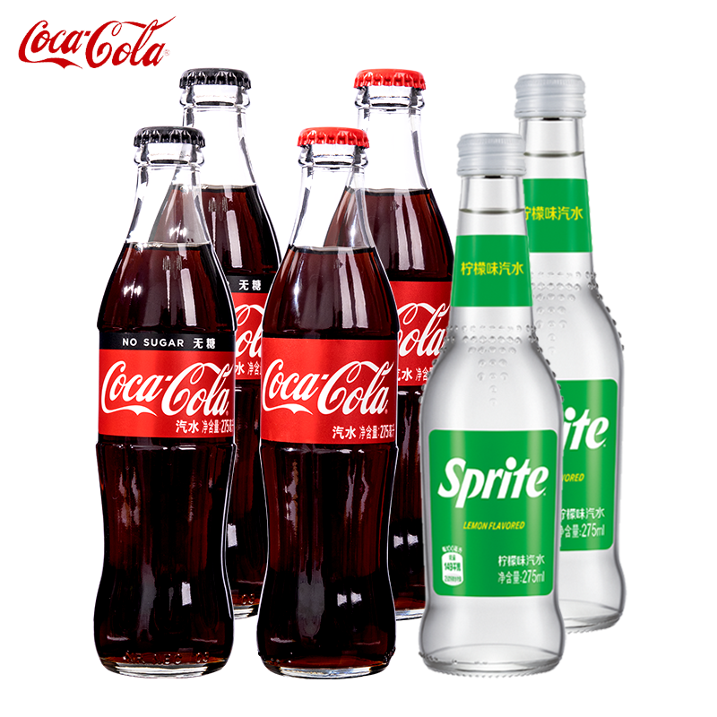 可口可乐经典玻璃瓶275ml*6瓶