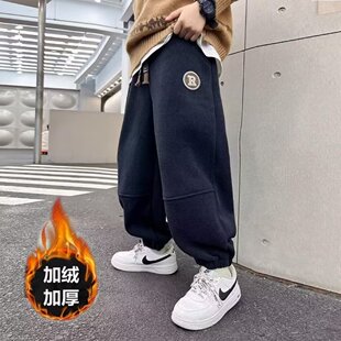 男童长裤秋冬季2026新款男大童秋天休闲灯芯绒束脚裤冬季加绒长裤