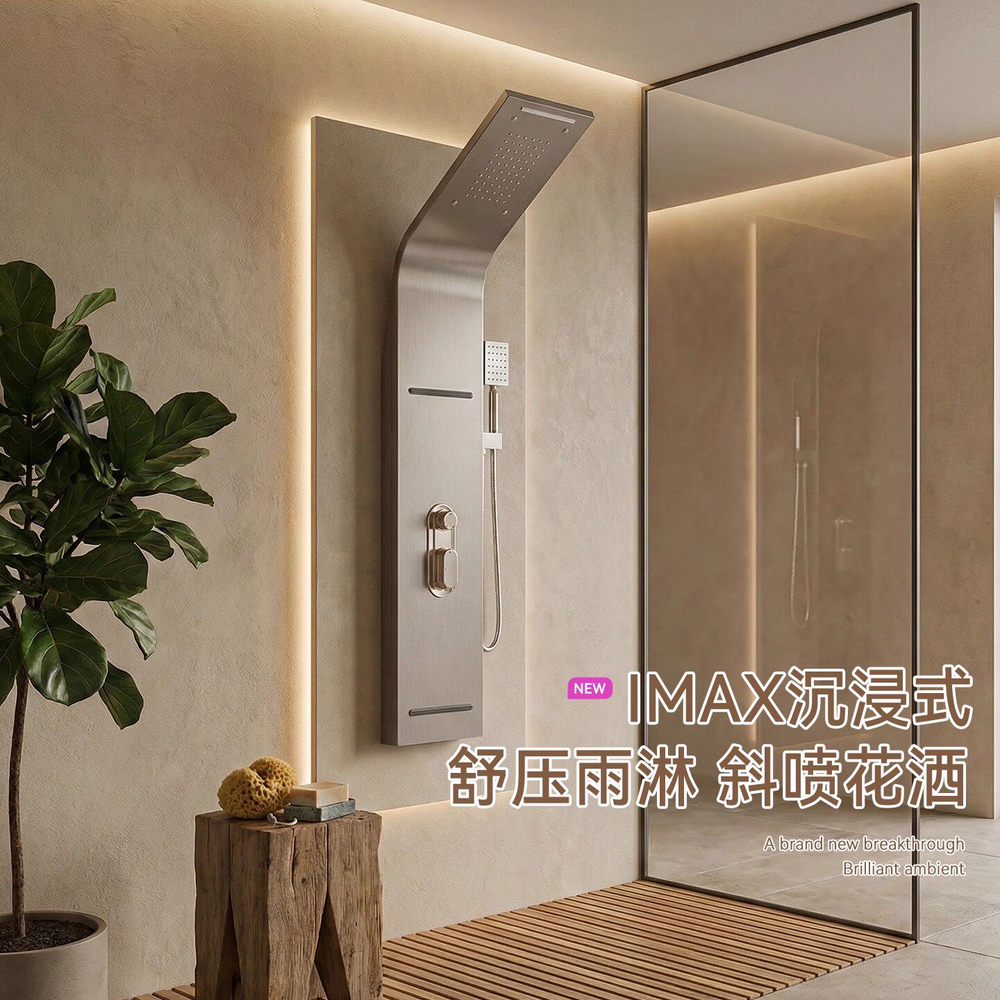 枪灰色恒温花洒套装淋浴屏沐浴家用浴室增压不锈钢全铜喷头挂墙式