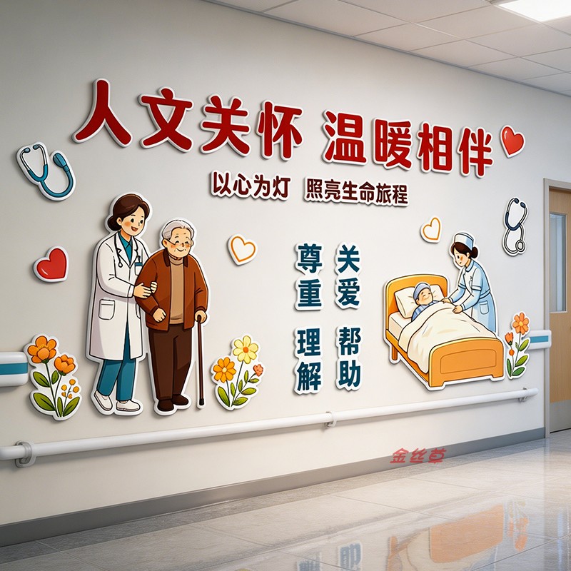 护理人文关怀文化墙贴纸