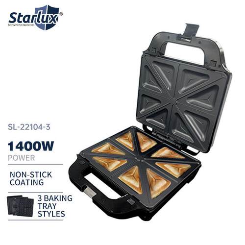 Starlux欧规跨境家用早餐机三明治机三合一面包机sandwich maker