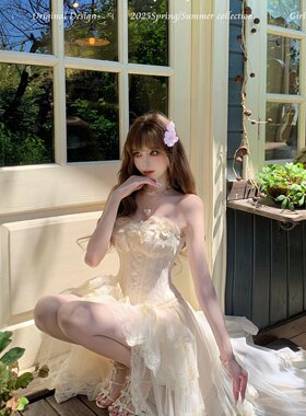 SISI JIANG“西洋茶会”复古浪漫修身鱼骨上衣花边网纱收腰半裙
