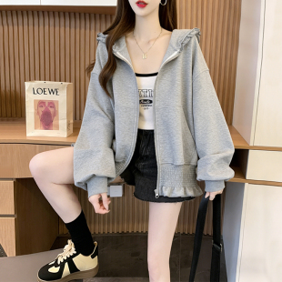 连帽卫衣宽松显瘦休闲外套女 薄款 实拍300克曼巴棉涤纶 2026春季