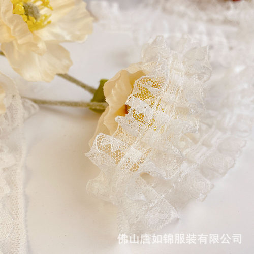 唐如锦花边 白色褶皱蕾丝衣服装饰 手作材料蕾丝绑带