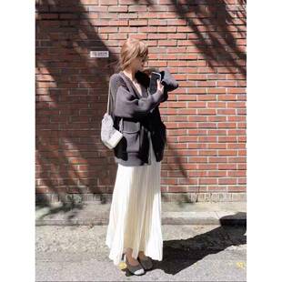 蘑糯糯monoo秋冬新款奶黄色针织裙子鱼尾裙百搭中长款半身裙女