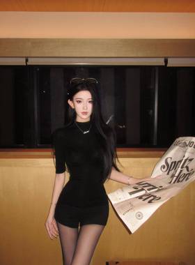 JAYKY YANG【通勤bi备】棉羊毛立领中袖针织衫女修身显瘦百搭上衣