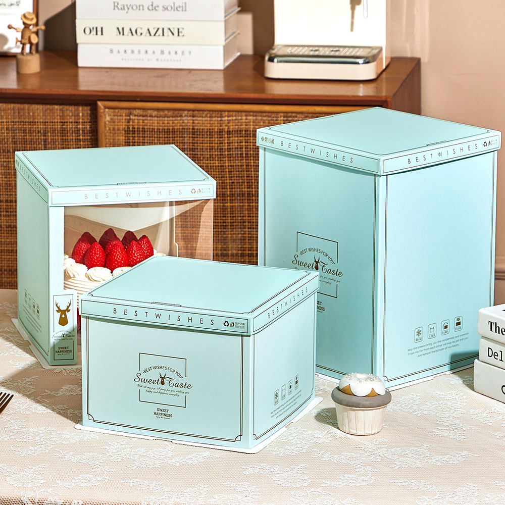 半透明生日蛋糕盒子包装盒手提6六8八10十12寸单双加高蛋糕盒定制