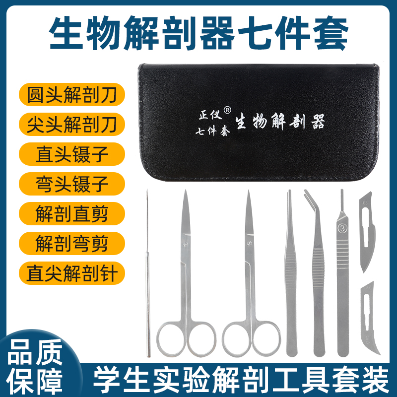 生物解剖器7件套七件套不锈钢昆虫解剖针剪解剖探针医学生物实验室用品器材标本制作镊子工具套装
