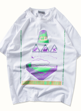 cavempt短袖T恤男女 c.e20SS日系潮牌数字云朵夜光绿印花白色半袖