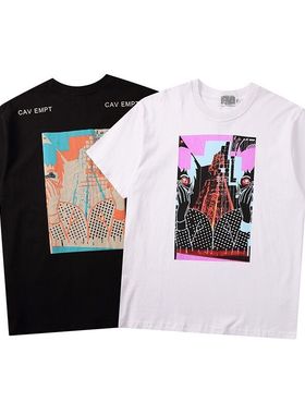 CAV EMPT 19SS捂脸 日系男女情侣纯棉短袖 C.E T恤 ins同款