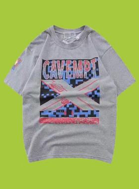 CAVEMPT C.E 复古赛车灰色十字路口新袖标短袖T恤日潮男