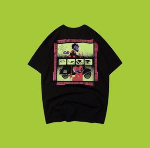 短袖t CAVEMPT C.E 19AW T 猿人电动车绿色印花男女短袖情侣T恤