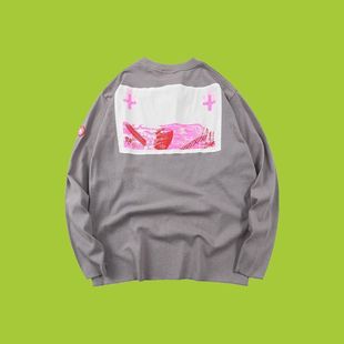 CAVEMPT日系潮牌CE宽松嘻哈街头风男女宽松圆领长袖 潮 T恤打底衫