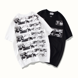 CAVEMPT女人头像漫画满屏网点印花短袖男女 c.e日系潮牌圆领半袖