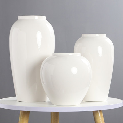 极简北欧风白色陶瓷花瓶客厅家居装饰品创意摆件餐桌摆设现代简约