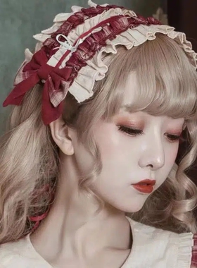 头饰小红帽日系发带正版百搭洛丽塔原创甜美kc发饰Lolita小物软妹