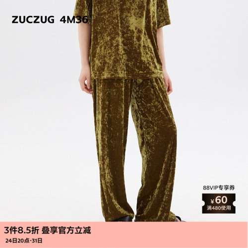 ZUCZUG4M36光泽丝绒直筒裤