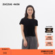 新品 基础款 素然ZUCZUG 4M36 夏季 女士弹力丝绒黑色短袖 T恤
