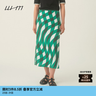 素然WHM 女士摩登复古设计感精致印花细腻棉布气质直身半裙 夏季