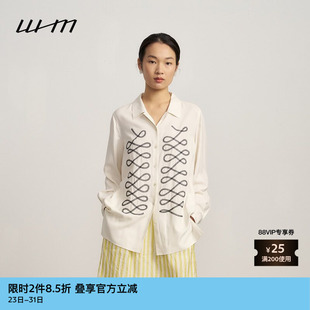 显气质柔软绢丝绣花白色长袖 春夏女士经典 素然WHM 衬衫 新品