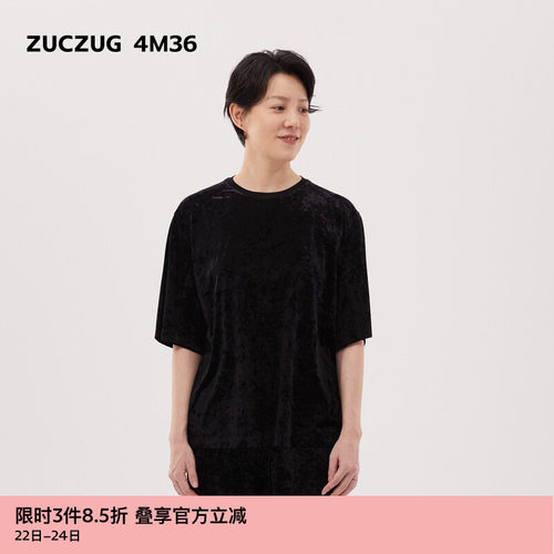 ZUCZUG4M36光泽丝绒宽松短袖T恤