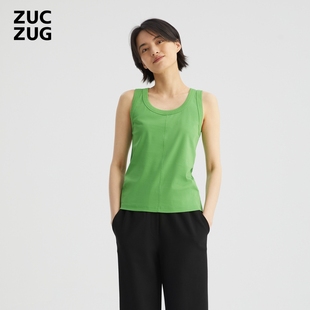 柔软舒适超细强捻针织布U领背心 女士休闲气质经典 ZUCZUG 素然夏季