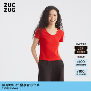 女士休闲气质合体干爽针织布短袖 素然春季 ZUCZUG T恤 新品