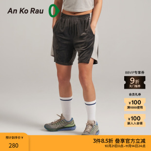 短裤 女士柔软舒适涤纶丝绒黑色宽松休闲裤 安高若夏季 素然AnKoRau