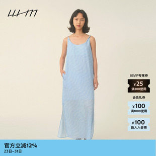 素然WHM 女士精致印花亮缎气质复古设计感舒适吊带连衣裙 夏季