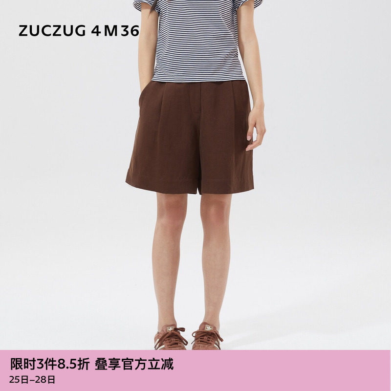 ZUCZUG4M36简约基础款丝麻短裤