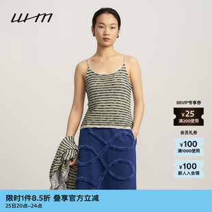 女士设计感气质复古修身 春季 素然WHM 彩条针织吊带上衣 新品