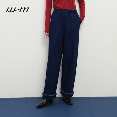 WHM柔软舒适斜纹毛棉松紧腰长裤